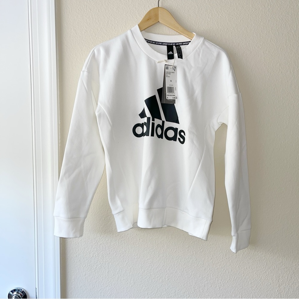 NWT Adidas Crew Sweatshirt - White, Size S
